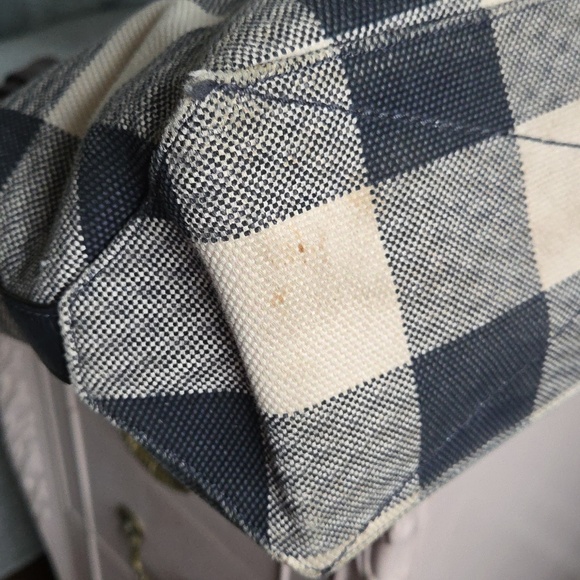 COACH Navy Buffalo Plaid Canvas Tote - Picture 10 of 16